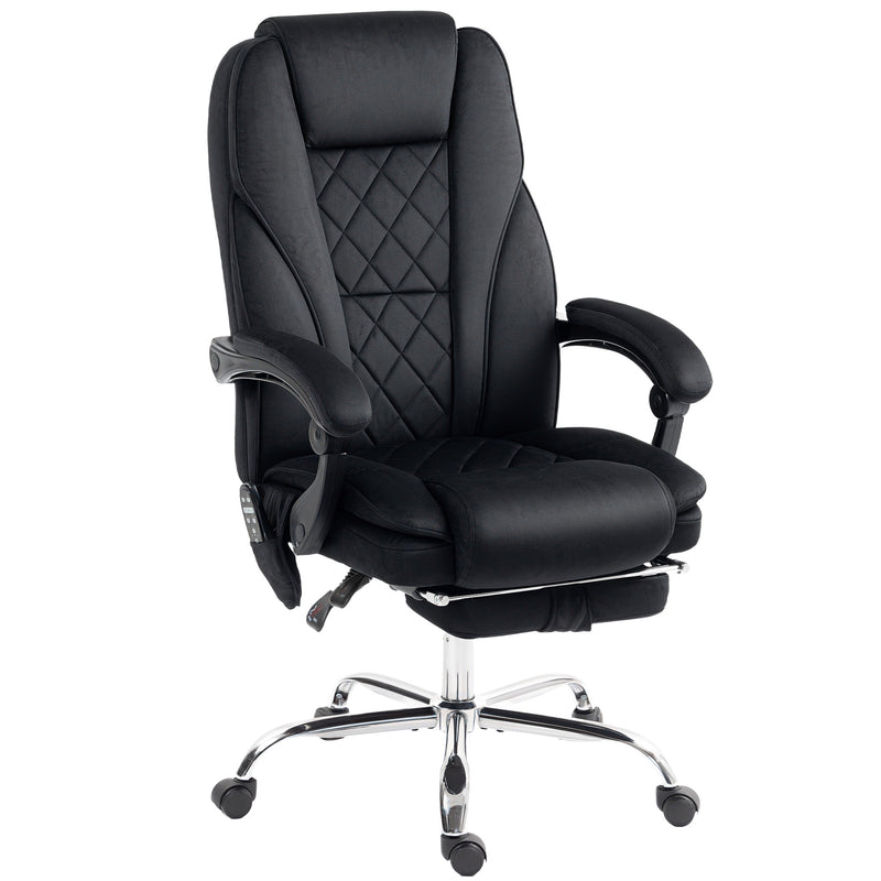 Heated Reclining Office Chair with Massage and Footrest for Home or Work Use, Black