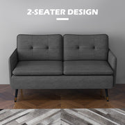 Modern Dark Grey Two Seater Loveseat Sofa With Cushions and Steel Legs by HOMCOM