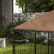 Outdoor Dog Kennel with Canopy and Rotating Bowl Puppy Playpen Enclosure by PawHut