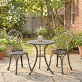 Aluminium Garden Bistro Set for Small Patios and Balconies with Leaf Design, Brown Outsunny