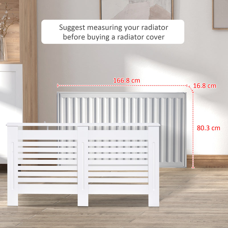 Modern MDF Radiator Cover Cabinet With Horizontal Slats For Living Room Or Bedroom, White