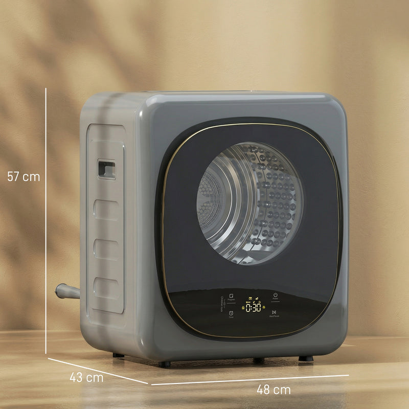 Tumble Dryer for Small Spaces 4 kg Capacity with Quick Drying and Easy Touch Controls Grey AOSOM