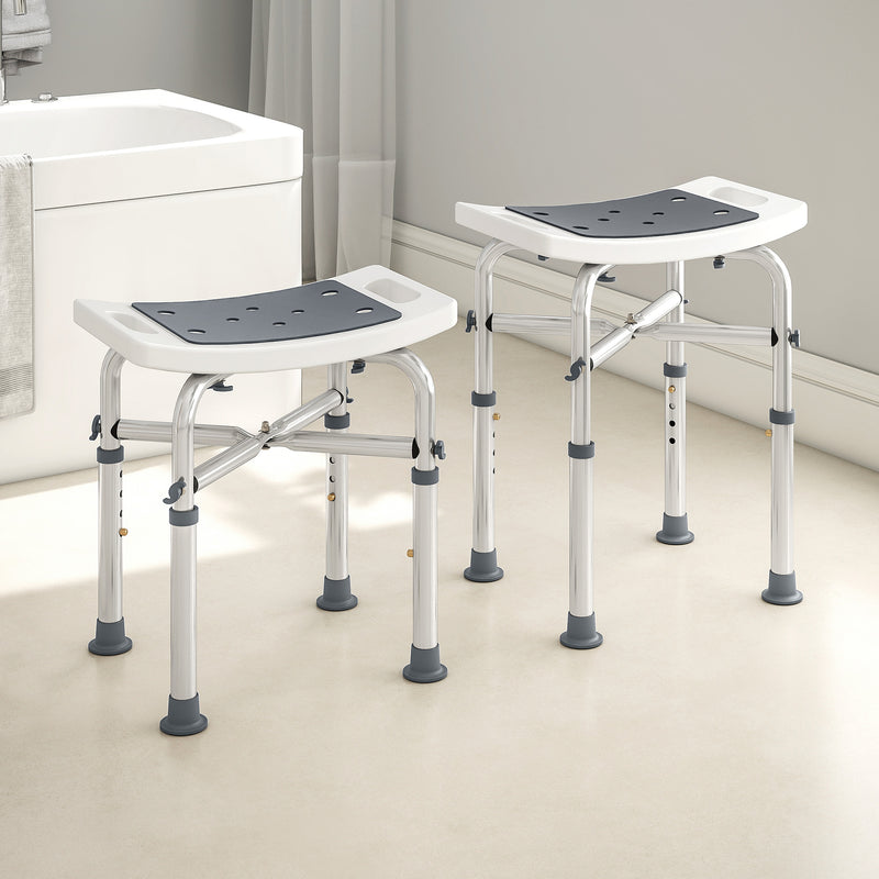 Adjustable Height Shower and Bath Stool with Aluminium Frame for Elderly Support, Grey