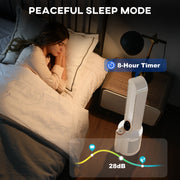 White Bladeless Tower Fan with Humidifier and Multi Modes for Home Cooling