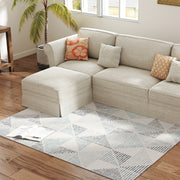 Soft Geometric Area Rug Non Slip Washable Design Ideal for Living Room or Bedroom Multi Coloured