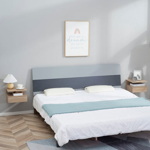 Set of Two Wall Mounted Bedside Tables with Storage Shelves Space Saving Oak Finish