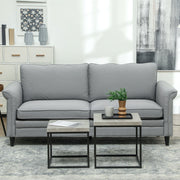 Grey 3 Seater Upholstered Sofa with Spring Cushion and Rubber Wood Legs by HOMCOM