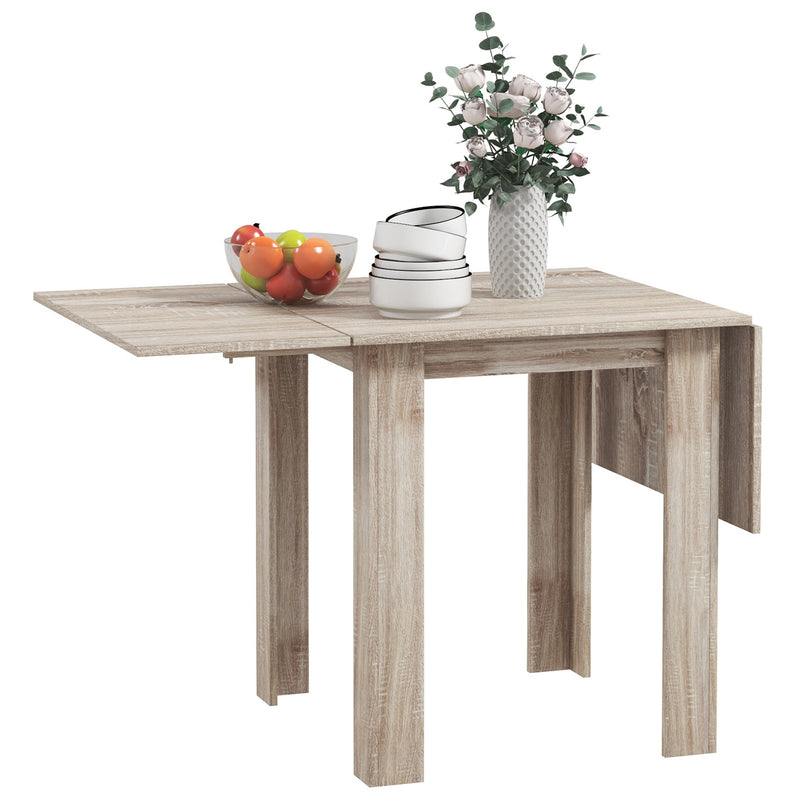 Four Seater Drop Leaf Dining Table Space Saving Folding Design for Dining Room Wood Effect