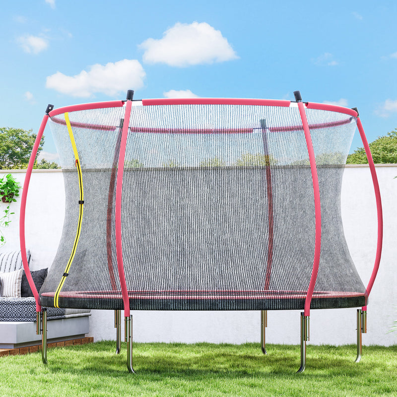 10ft Garden Trampoline with Safety Net for Family Outdoor Play Pink AOSOM