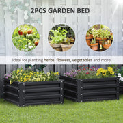 Set of Two Grey Steel Garden Planter Boxes 60 x 60cm for Outdoor Flowers and Herbs