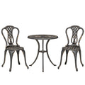 Cast Aluminium Bistro Set for 2 with Umbrella Hole for Patio or Balcony, Bronze Tone Outsunny