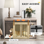 Large Dog Crate Furniture With Removable Cushion Doubles As Side Table, Brown