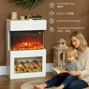 Electric Fireplace with 3D Flame Effect and Remote Control for Living Room Heating White