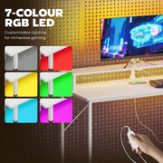 Computer Desk with Monitor Stand and Built-In Charging Hub for Home Office or Gaming White AOSOM