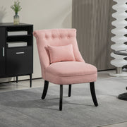 Pink Upholstered Accent Dining Chair With Pillow and Solid Wood Legs by HOMCOM