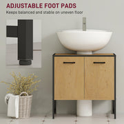 Natural Wood Bathroom Vanity Unit With Soft Close Doors For Pedestal Or Wall Basins