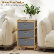 Slim Chest of Drawers for Small Bedrooms with 3 Fabric Storage Drawers Natural Finish AOSOM
