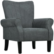 Upholstered Accent Armchair with High Back and Wood Legs Ideal for Living Room Grey