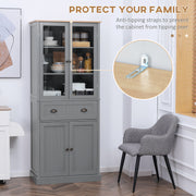 Tall Freestanding Kitchen Pantry Cupboard With Drawer And Adjustable Shelves Grey