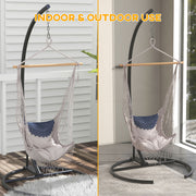 Hanging Hammock Chair Stand with Stable Round Base for Indoor and Outdoor Use Black AOSOM