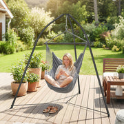 Hammock Chair Stand for Garden or Patio with Adjustable Height and Weather Resistant Frame Black AOSOM