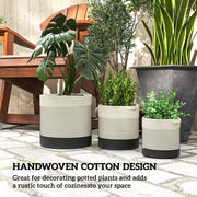 Set of 3 Handwoven Cotton Rope Plant Pots with Waterproof Liner for Indoor or Outdoor Use White AOSOM