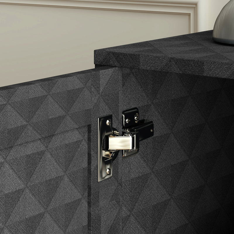 Black Sideboard Storage Cabinet with Adjustable Shelf Drawers and Open Compartment by HOMCOM