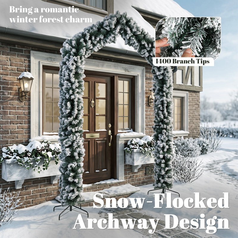 Flocked arch in front of a brick house with a 1400 branch tips callout
