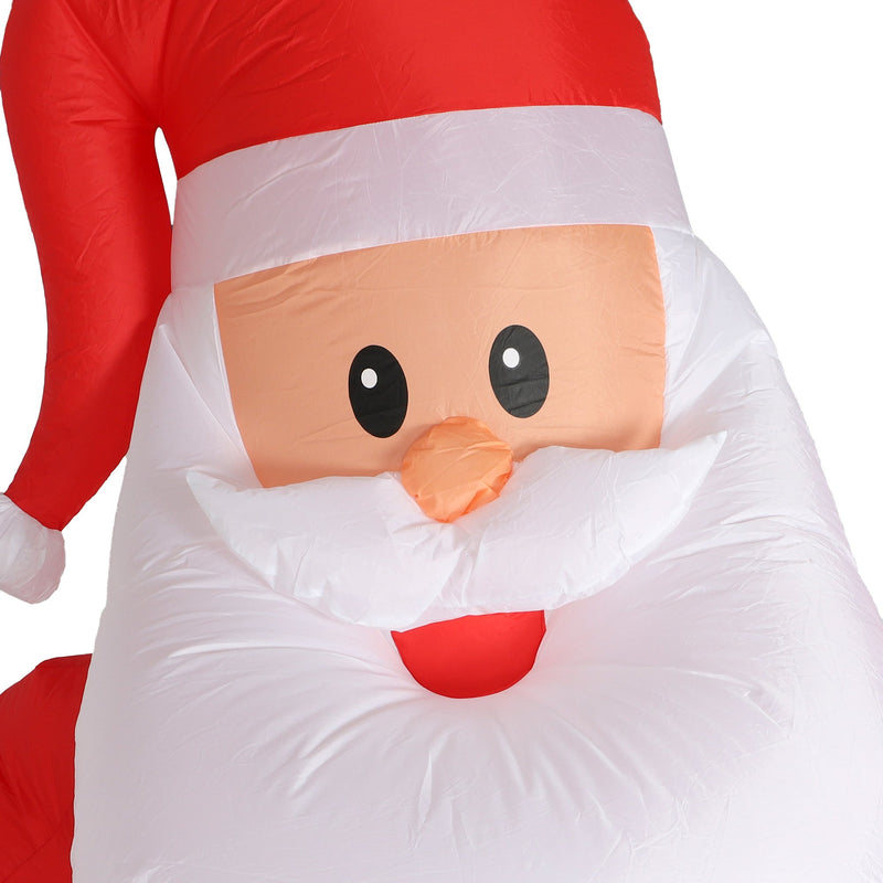 Close-up of the inflatable Santa's face and white beard