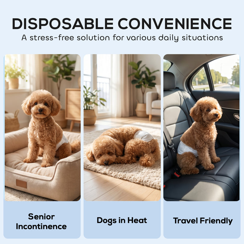 Disposable Dog Nappies for Small Male Dogs XS 48 Pack Leak Protection White Pawhut