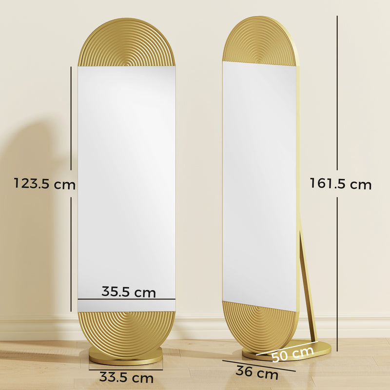 Full Length Free Standing Mirror with Shatter Proof Glass for Outfit Checks Gold Homcom
