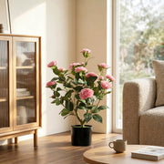 Artificial Camellia Plant 65 cm for Easy Indoor Decoration No Maintenance Pink Homcom