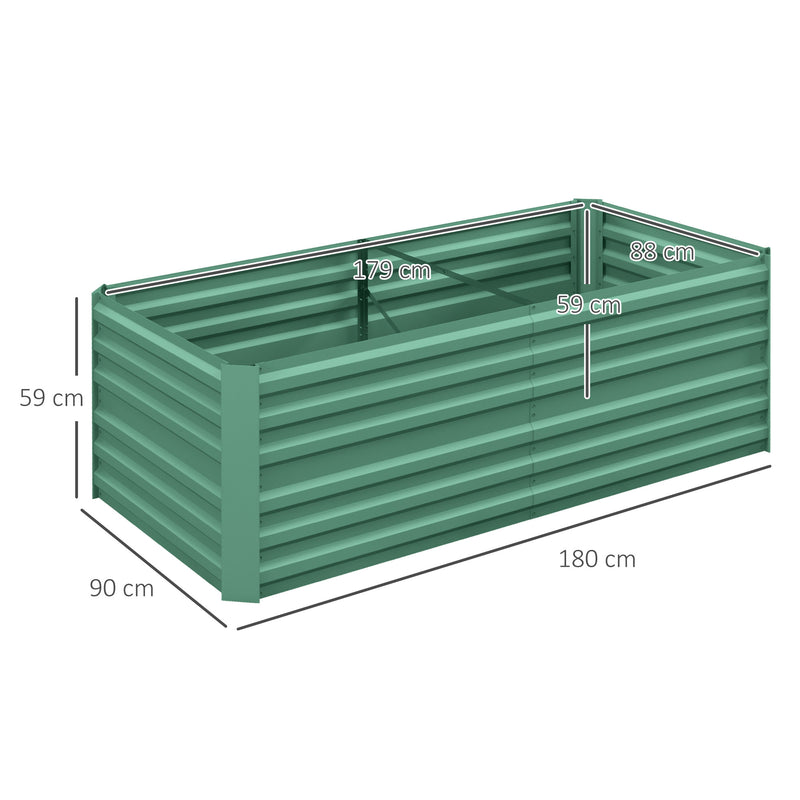Galvanised Steel Raised Garden Bed With Reinforced Frame For Outdoor Planting Light Green AOSOM
