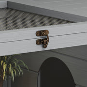 Wooden Tortoise House with Storage Cabinet Openable Top and Lamp Holder Light Grey by PawHut