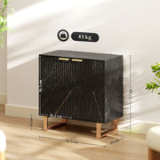 Elegant Black Sideboard with Gold Accents and Storage Shelves by HOMCOM