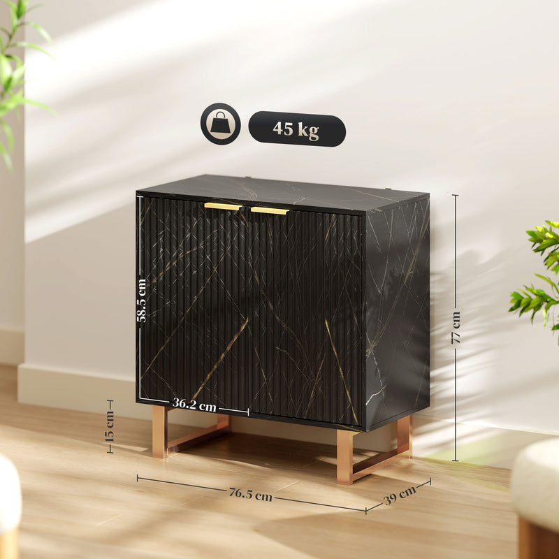 Elegant Black Sideboard with Gold Accents and Storage Shelves by HOMCOM