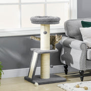 Cat Tree Tower with Scratching Posts Bed and Hanging Toy for Indoor Cats, Dark Grey