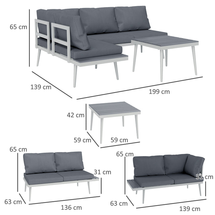 Grey 3 Piece Patio Furniture Set with Adjustable Lounger and Table by Outsunny