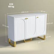White 3 Door Sideboard Storage Cabinet with Adjustable Shelves and Modern Design