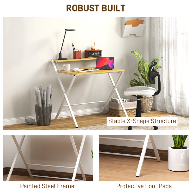 Compact Folding Computer Desk with Storage Shelf for Home Office and Study by HOMCOM