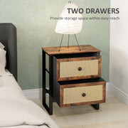 Brown Industrial Bedside Table With 2 Drawers by HOMCOM