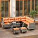 7 Seater Rattan Garden Sofa Set With Cushions And Glass Table Orange by Outsunny