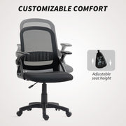 Ergonomic Mesh Office Chair With Lumbar Support and Flip Up Arms for Home or Office Black