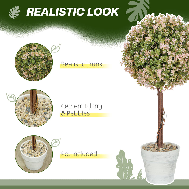 Set of 2 Artificial Murraya Plants 60cm Cream White for Indoor Outdoor Decor by HOMCOM