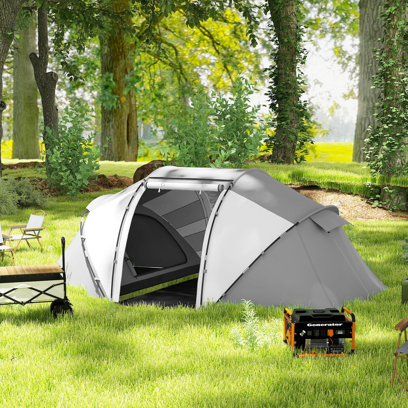 Tunnel Tent with Two Bedrooms and Living Area for 4 to 6 People Charcoal Grey White