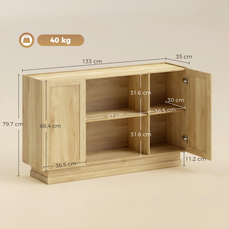 Sideboard with Shelves and Cabinets for Kitchen or Living Room Storage