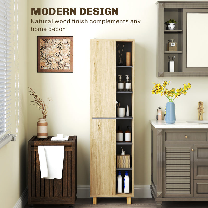 Slim Wooden Bathroom Cabinet With Multi-Storage by HOMCOM