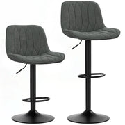 Set of 2 Charcoal Grey Swivel Bar Stools With Backrest For Kitchen Breakfast Bar