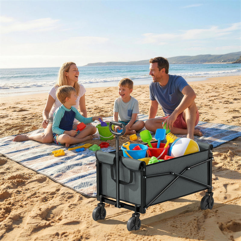 Folding Festival Trolley for Family Outings and Camping with 80L Capacity Grey Outsunny