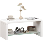 Curved White High Gloss Coffee Table Modern Design by HOMCOM